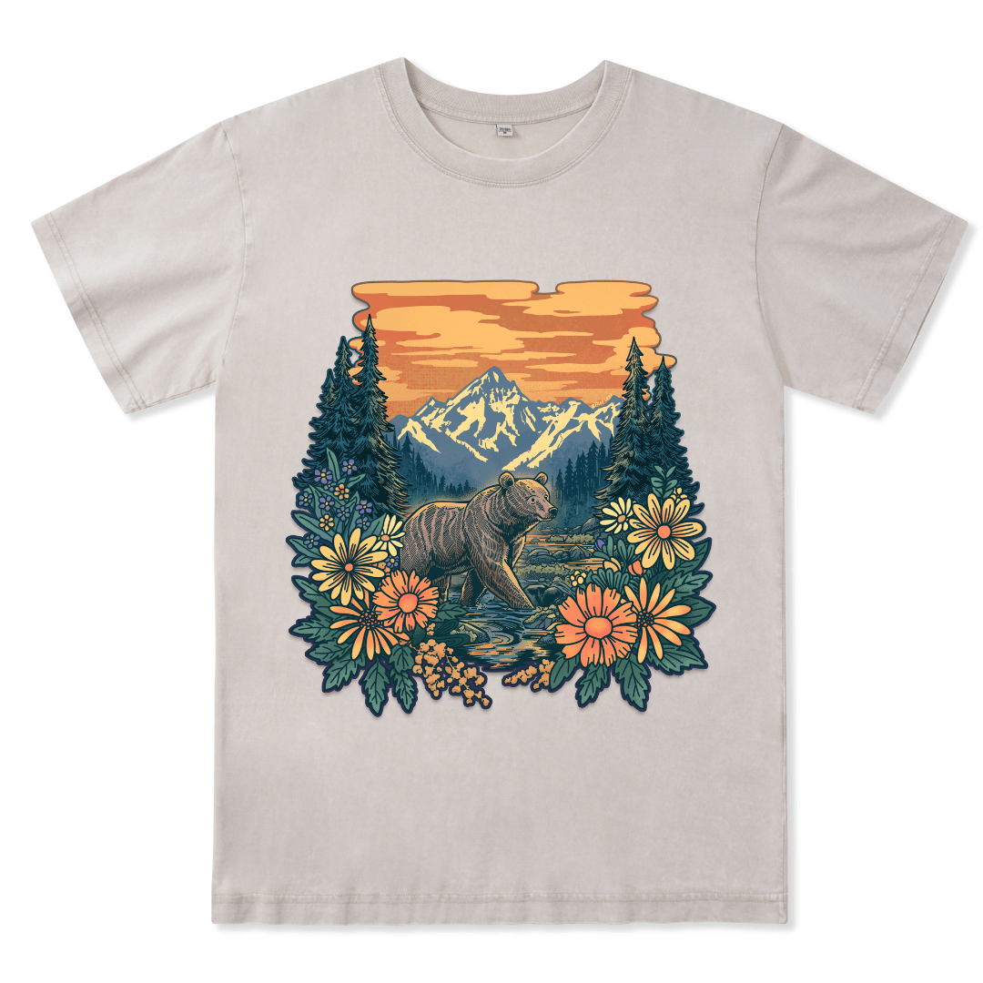 Go Into Nature Front-printed Washed Tee