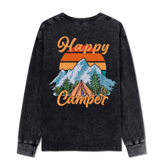 Happy Camper Washed Long Sleeve Top