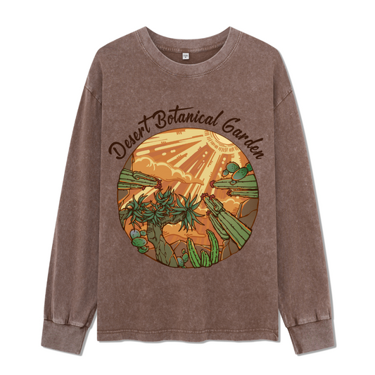 Desert Park Front-printed Washed Long Sleeve Top