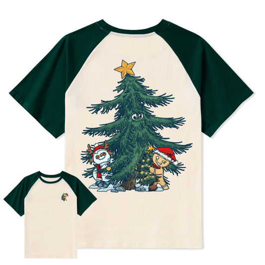 Merry Christmas Raglan Short Sleeve Top