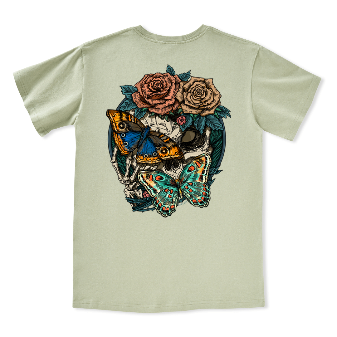 Floral Skull V-neck Tee