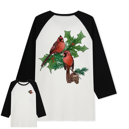 Christmas Cardinal Raglan Long Sleeve Top