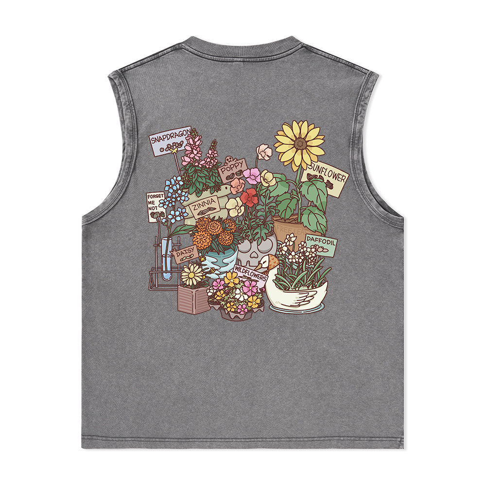 Freeleaf Flourishing Garden Nature Inspired Unisex Washed Tank Tops