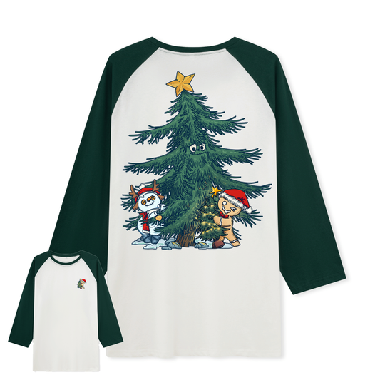 Merry Christmas Raglan Long Sleeve Top