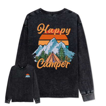 Happy Camper Washed Long Sleeve Top