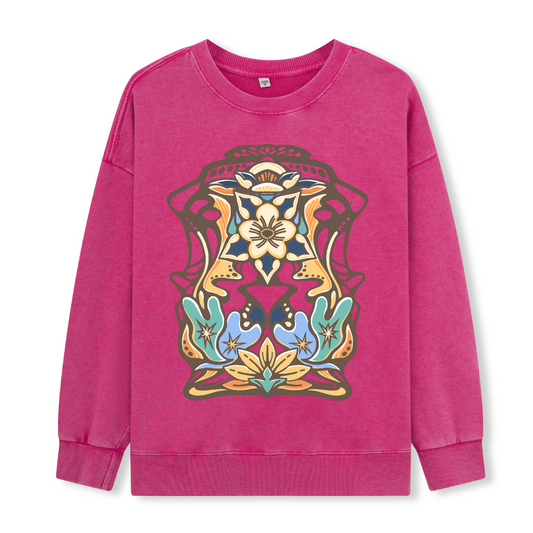 Aquilegia Formosa Front-printed Washed Sweatshirt