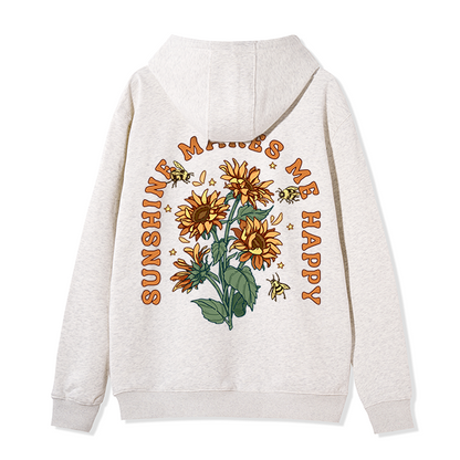 Freeleaf Sunshine Makes Me Happy Unisex Nature Inspired Fleece Full-Zip Hoodie