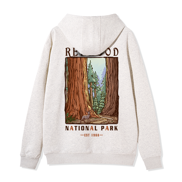 Freeleaf Redwood National Park Unisex Nature Inspired Fleece Full-Zip Hoodie