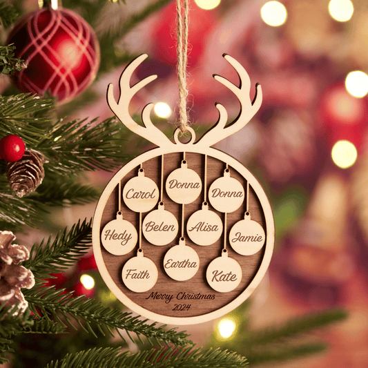 Elk Personalized Name Custom Wooden Christmas Tree Ornament