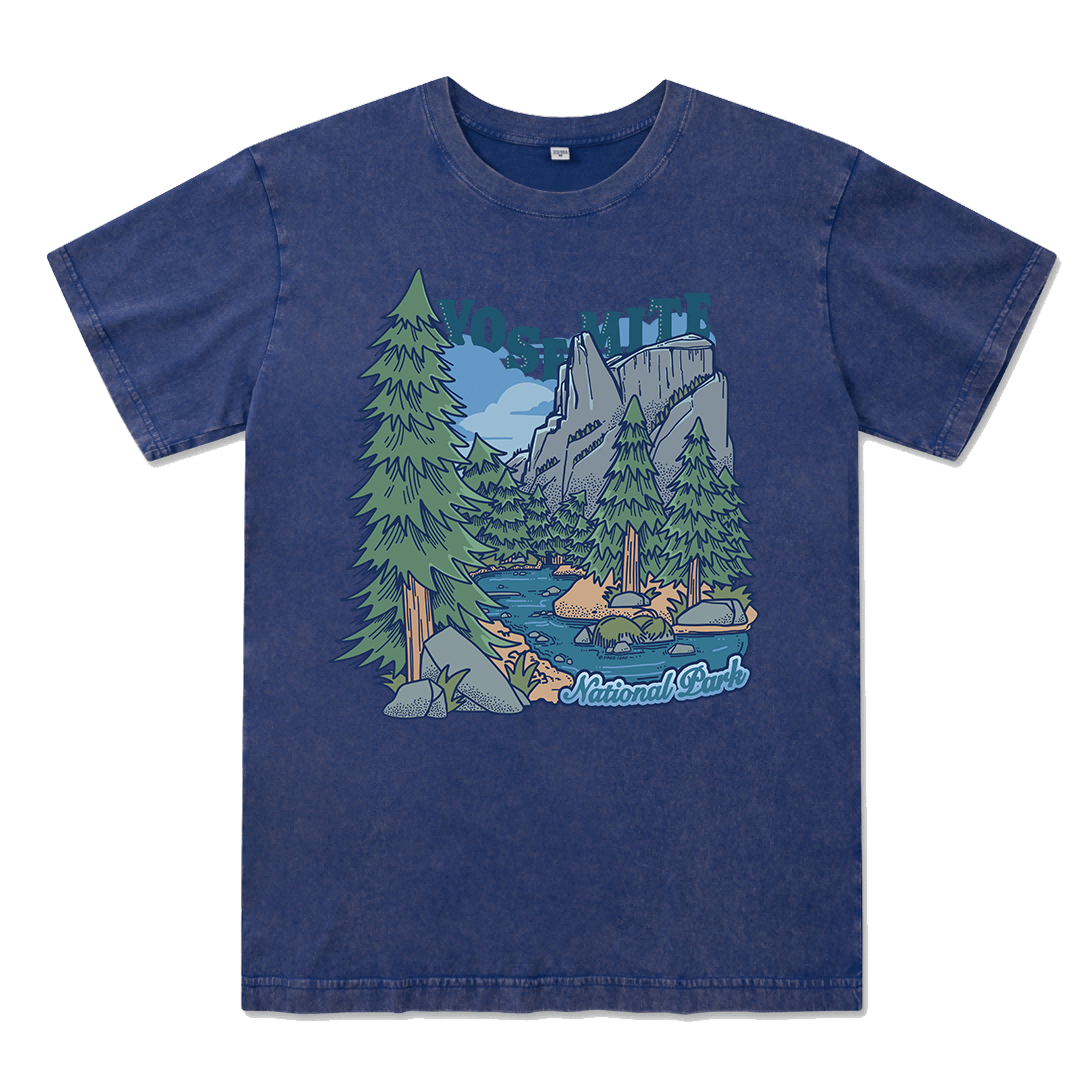 Yosemite National Park Front-printed Washed Tee