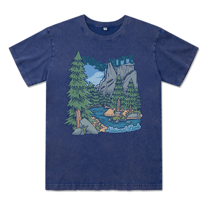 Yosemite National Park Front-printed Washed Tee