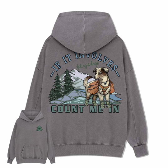 Hiking & Dogs Adventure Washed Hoodie