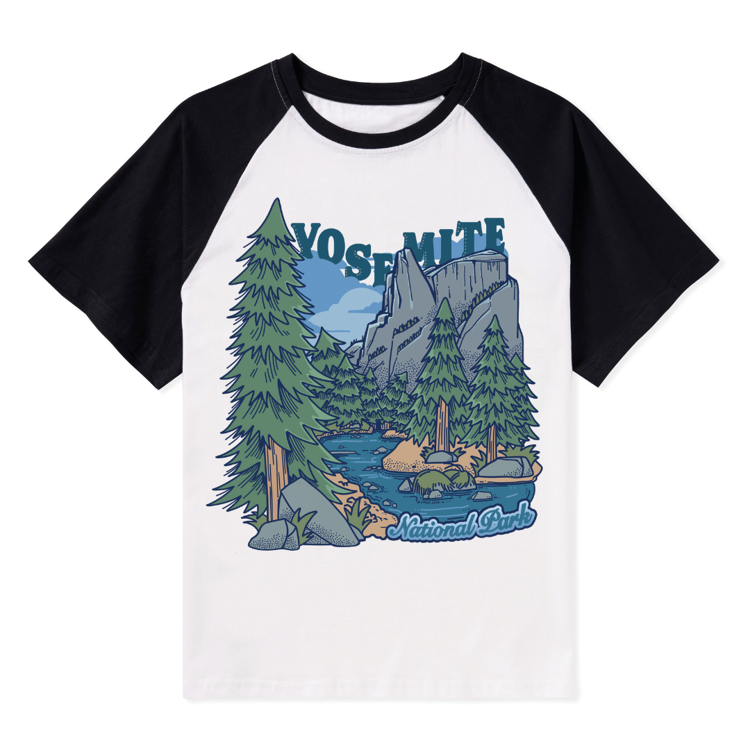 Yosemite National Park Front-printed Raglan Short Sleeve Top