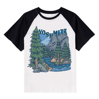 Yosemite National Park Front-printed Raglan Short Sleeve Top