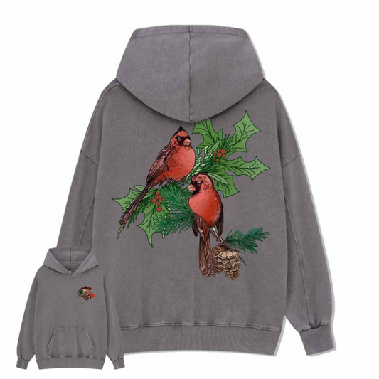 Christmas Cardinal Washed Hoodie