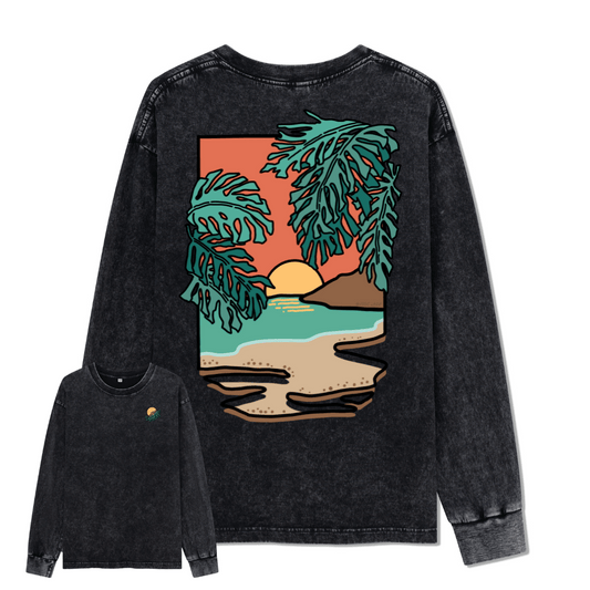 Hawaiian Vacation Washed Long Sleeve Top