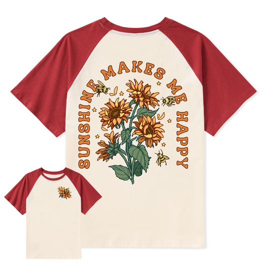 Freeleaf Sunshine Makes Me Happy Unisex Nature Inspired Raglan Sleeve Top