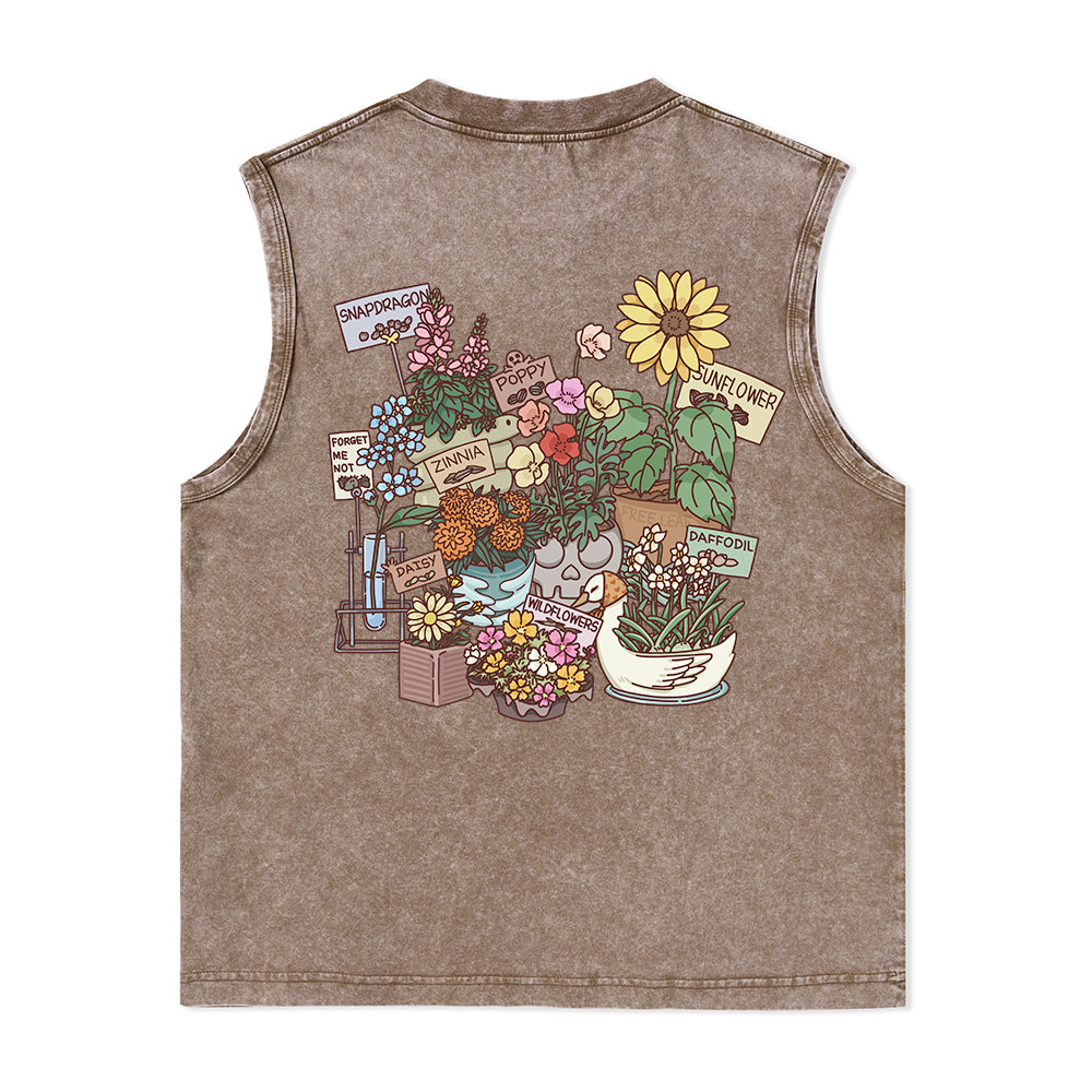 Freeleaf Flourishing Garden Nature Inspired Unisex Washed Tank Tops