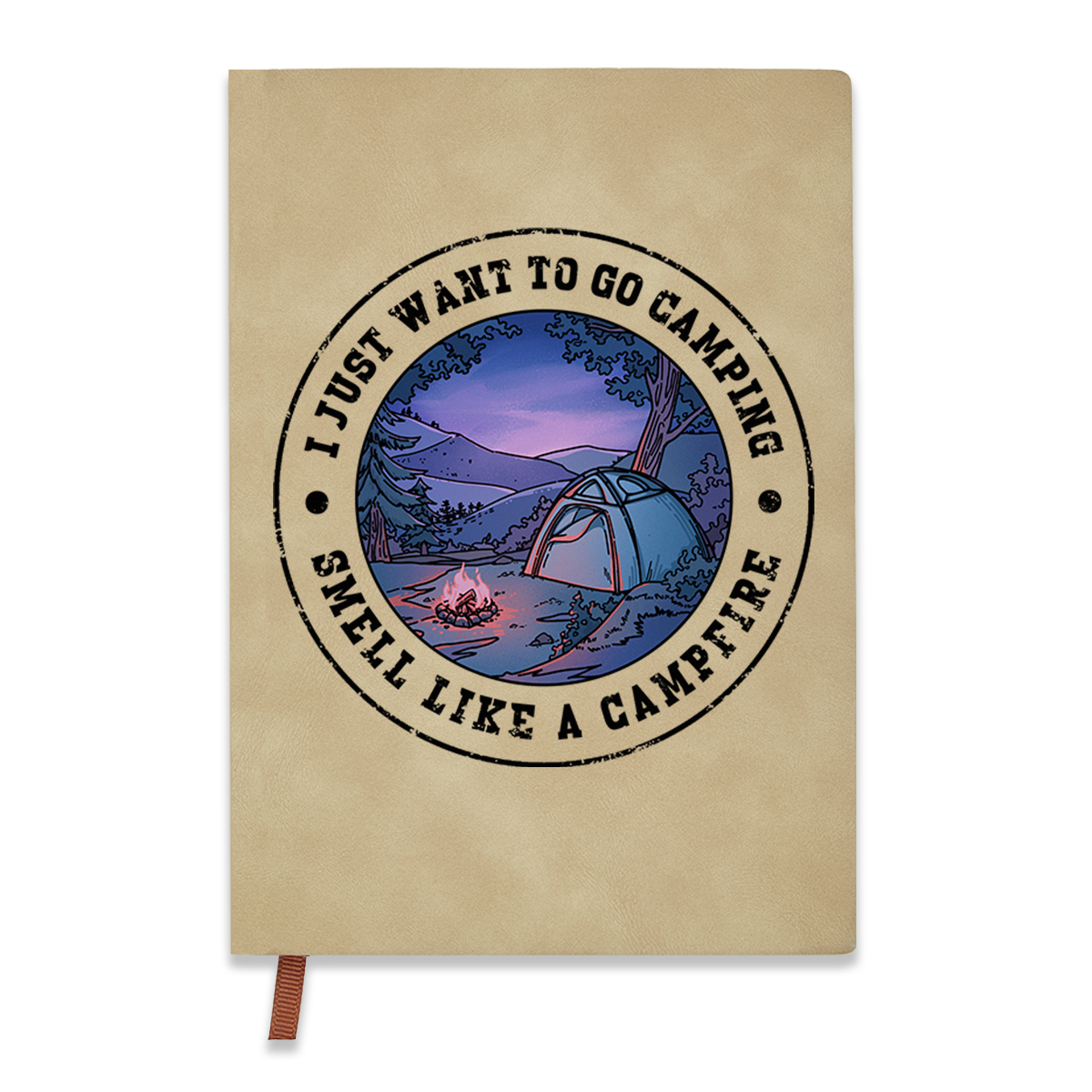 Freeleaf  Just Want To Go Camping Vintage Leather Journal Notebook