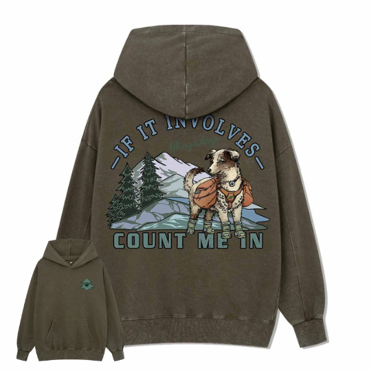 Hiking & Dogs Adventure Washed Hoodie