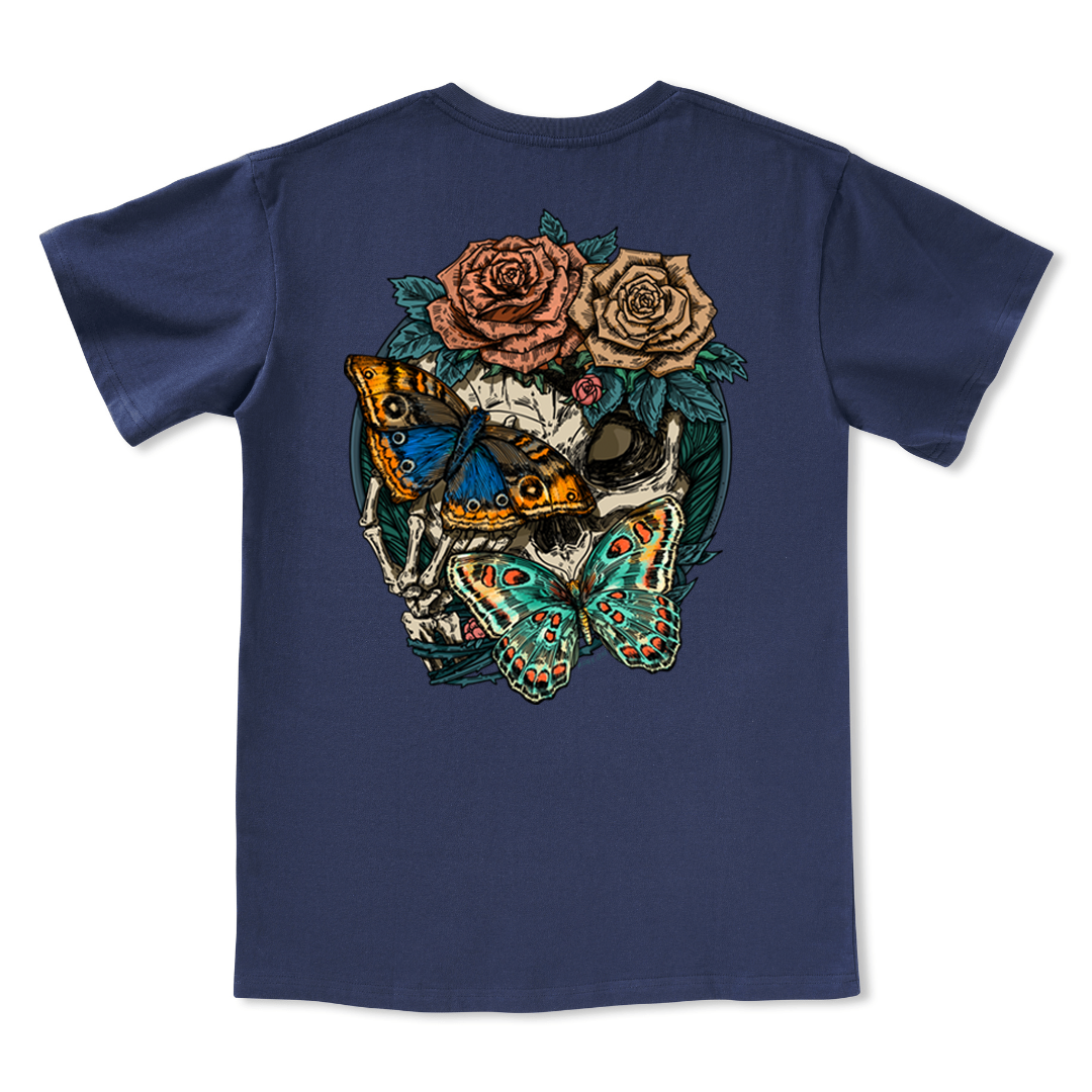 Floral Skull V-neck Tee