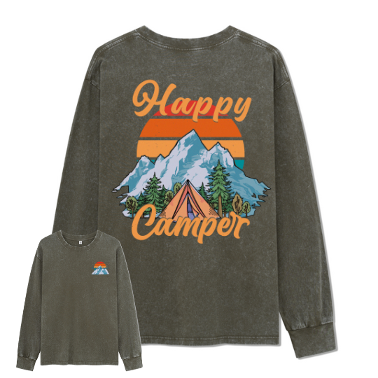 Happy Camper Washed Long Sleeve Top