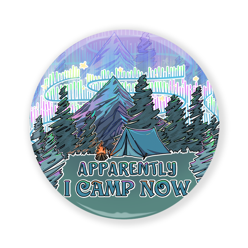 Freeleaf I Camping Now In The Land of Aurora Badge Pin