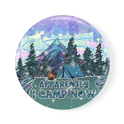 Freeleaf I Camping Now In The Land of Aurora Badge Pin