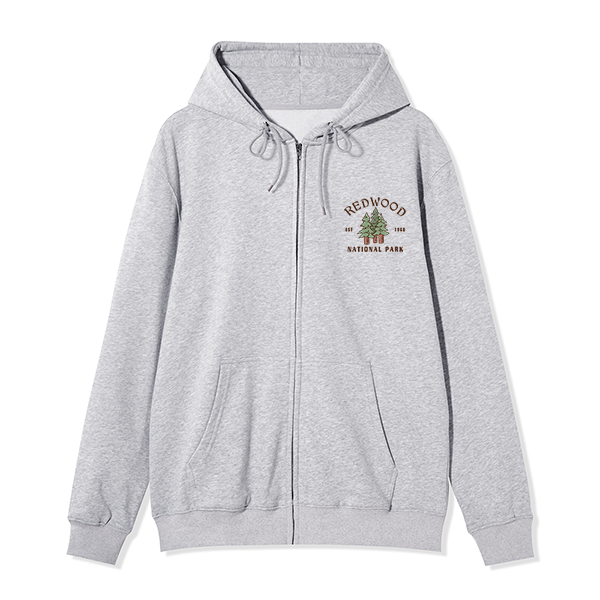 Freeleaf Redwood National Park Unisex Nature Inspired Fleece Full-Zip Hoodie