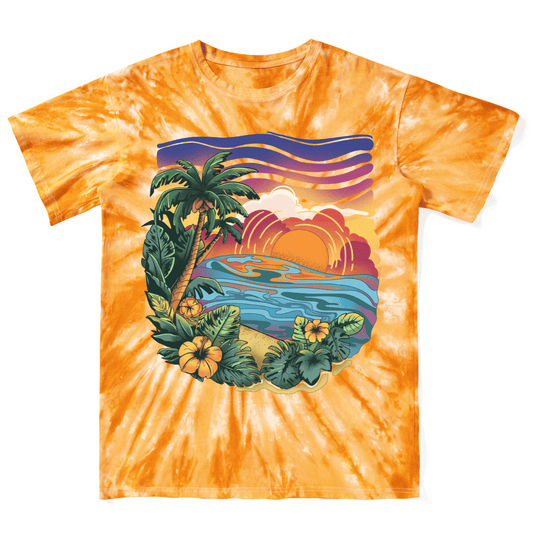 Golden Beach Front-printed Tie Dye Tee