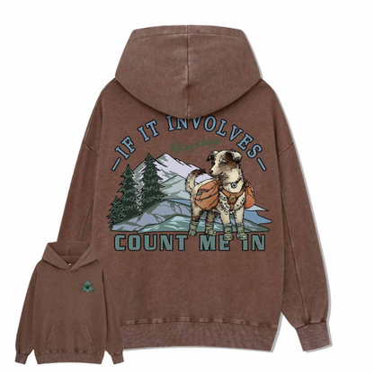 Hiking & Dogs Adventure Washed Hoodie