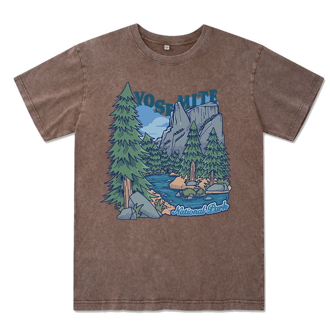 Yosemite National Park Front-printed Washed Tee