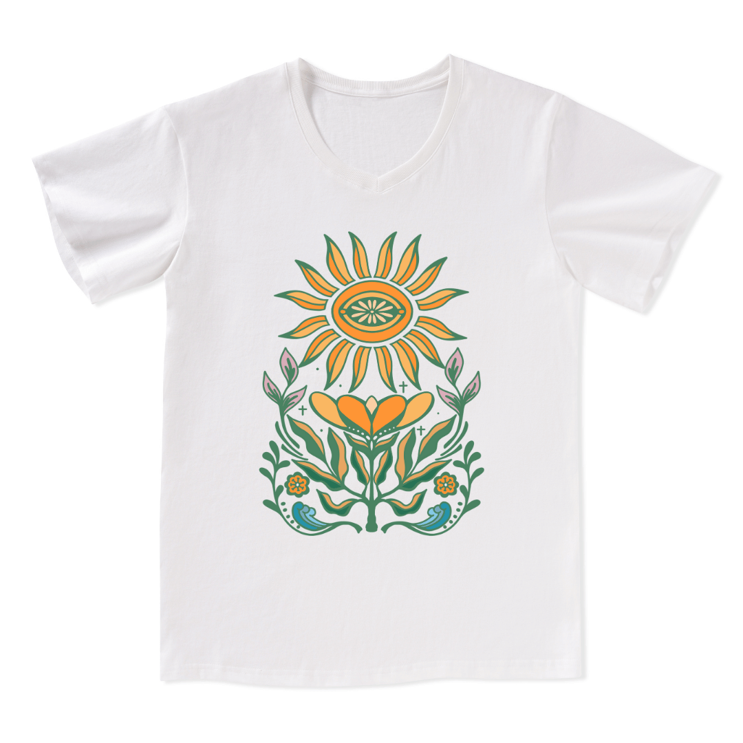 Sunflower Front-printed V-neck Tee