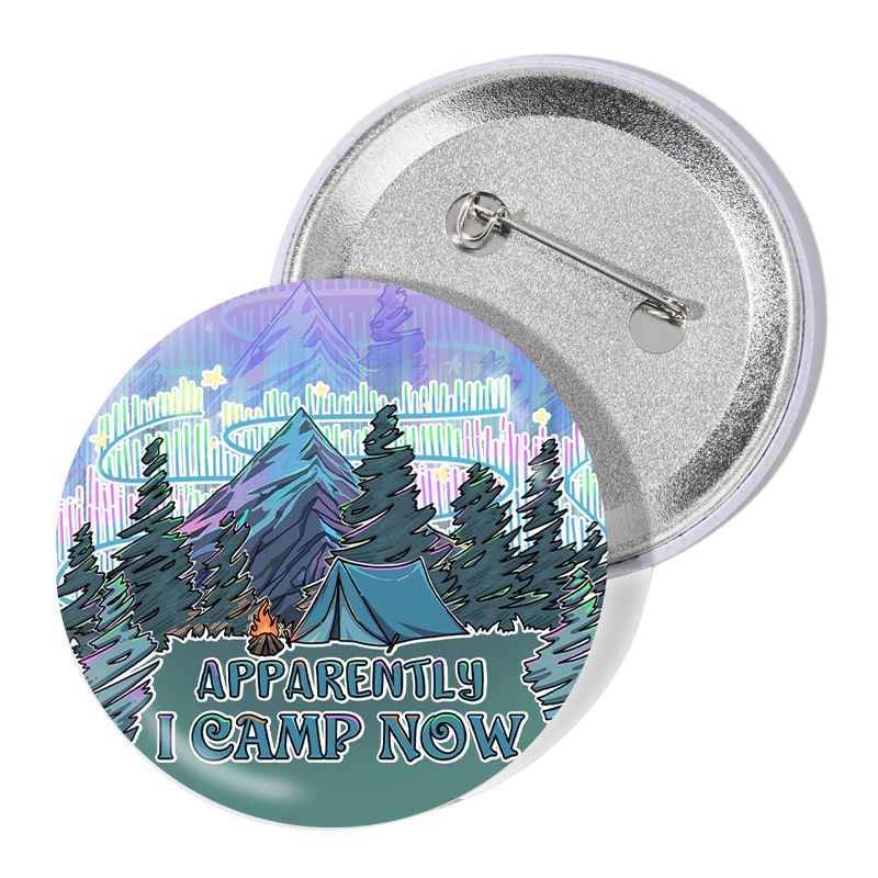 Freeleaf I Camping Now In The Land of Aurora Badge Pin