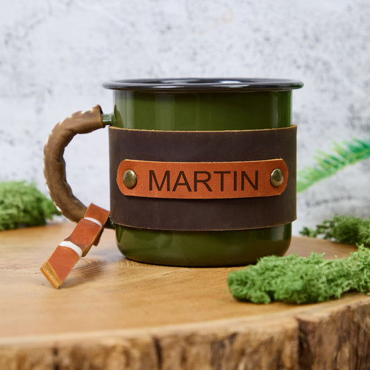 Personalized Leather Mug