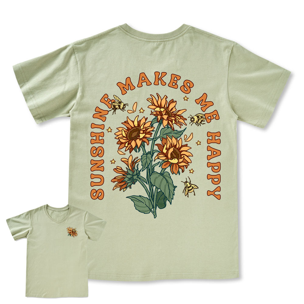 Freeleaf Sunshine Makes Me Happy Unisex V-neck Tee