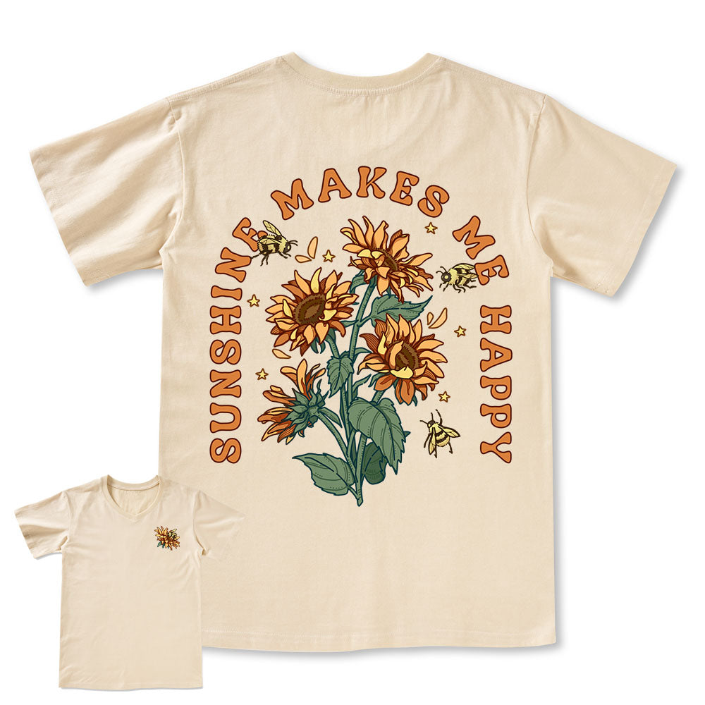 Freeleaf Sunshine Makes Me Happy Unisex V-neck Tee