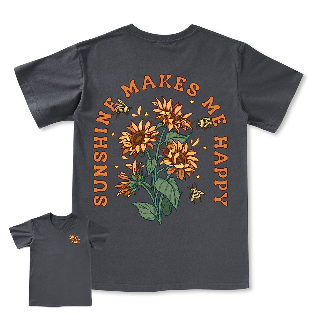 Freeleaf Sunshine Makes Me Happy Unisex V-neck Tee