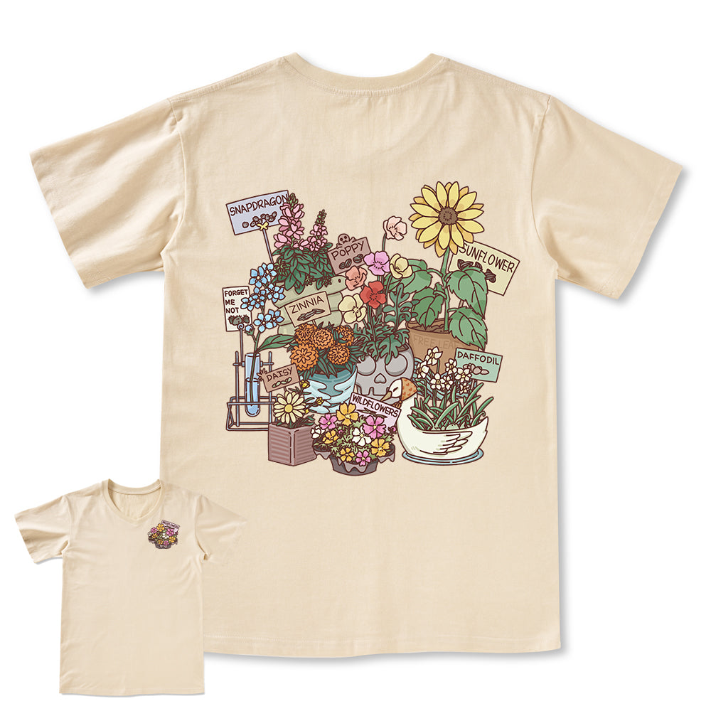 Freeleaf Flourishing Garden Nature Inspired Unisex V-neck Tee