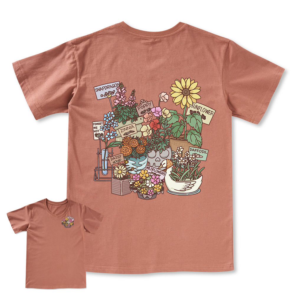 Freeleaf Flourishing Garden Nature Inspired Unisex V-neck Tee